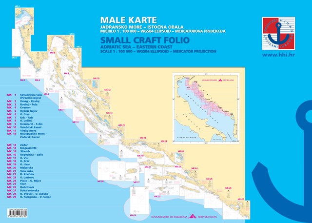 MK Male karte, Jadransko more - istočna obala